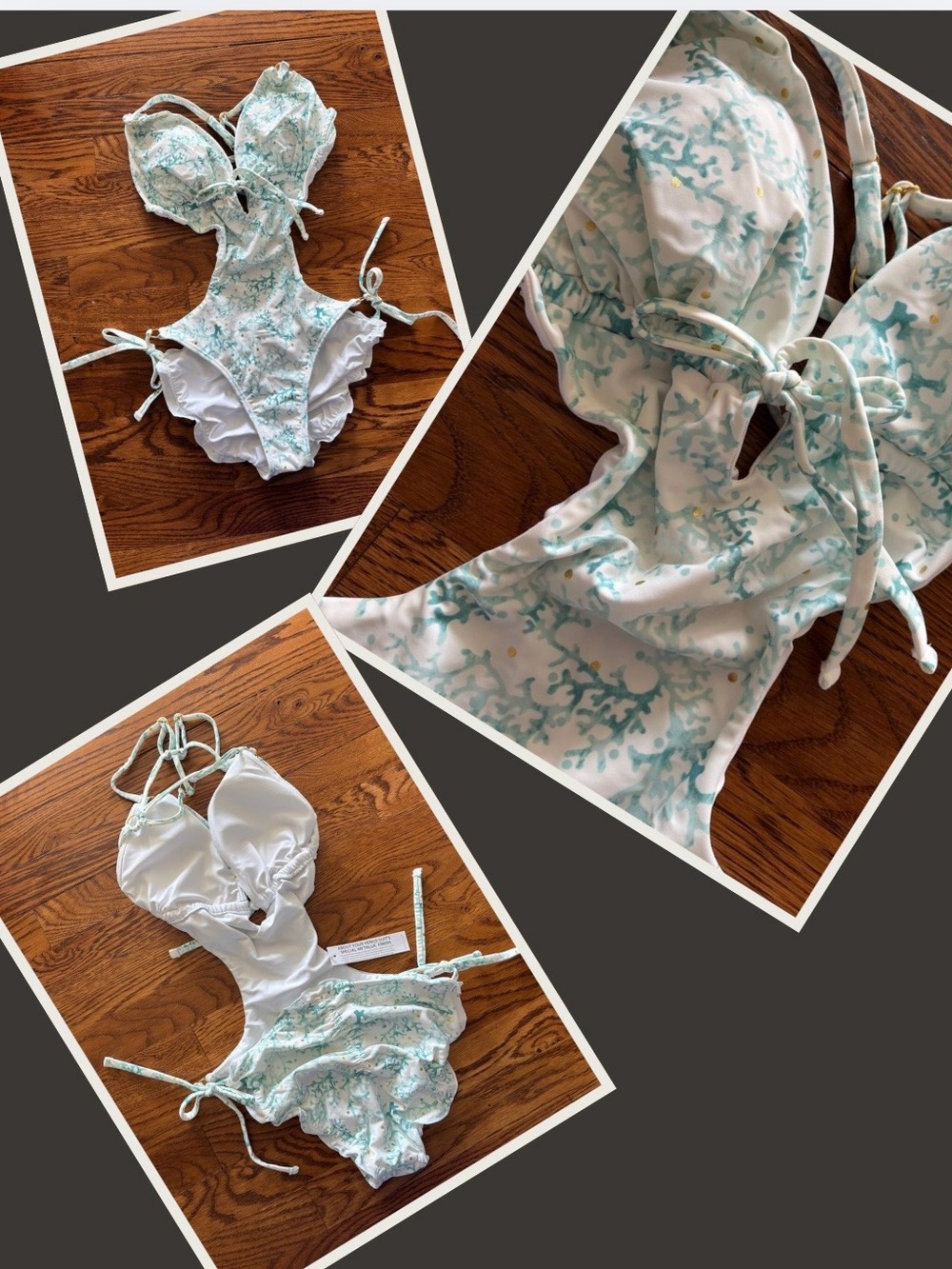 Venus White & Mint Coral Print One-Piece Swimsuit NWT